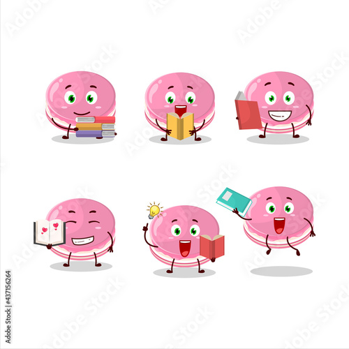 A picture of strawberry dorayaki cartoon character concept reading an amusing book