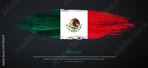 Happy independence day of Mexico with watercolor grunge brush flag background