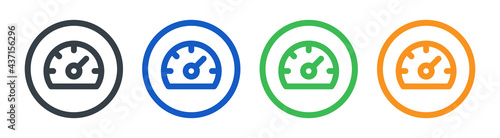 Speedometer gauge or car dashboard icons set.