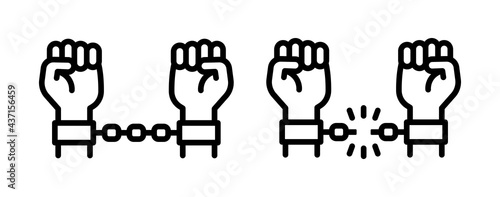 Handcuff, freedom, prisoner icon vector illustration.