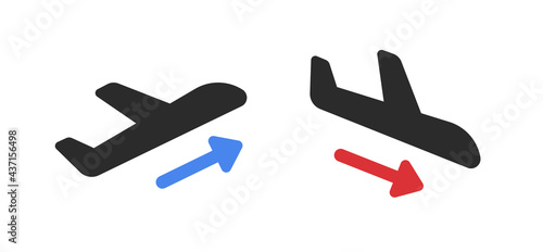 Plane landing and take off icon symbol. Vector illustration.
