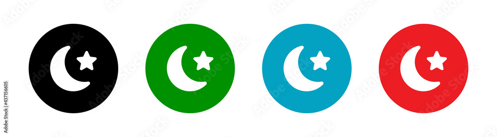 Set of islamic symbol, moon light with star icon vector.
