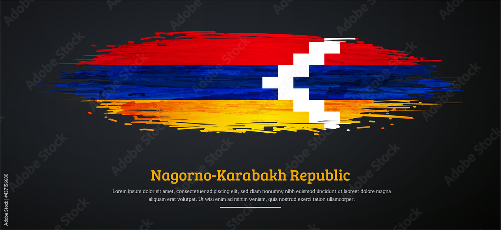 Happy independence day of Nagorno-Karabakh Republic with watercolor grunge brush flag background