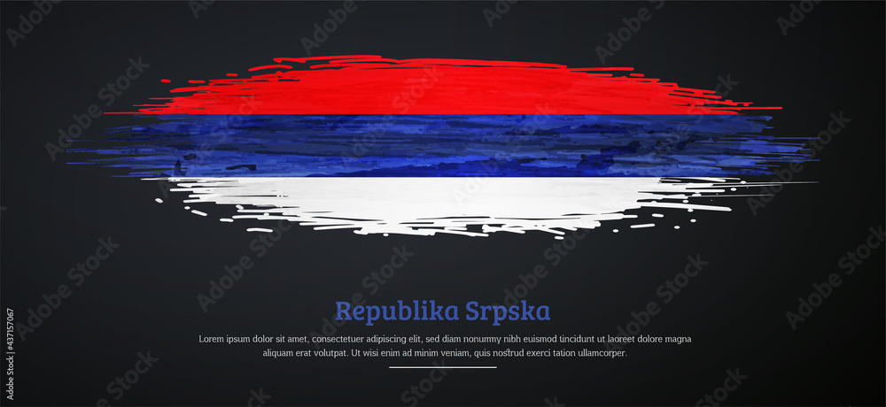 Happy republic day of Republika Srpska with watercolor grunge brush flag background