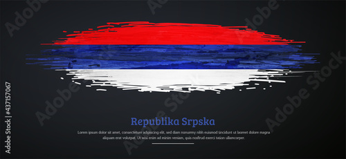 Happy republic day of Republika Srpska with watercolor grunge brush flag background