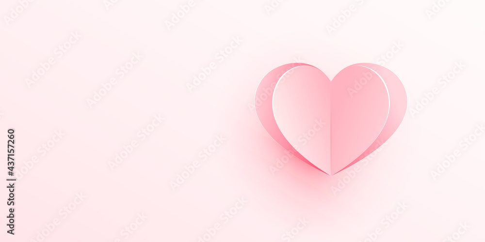 Paper pink heart valentine illustration