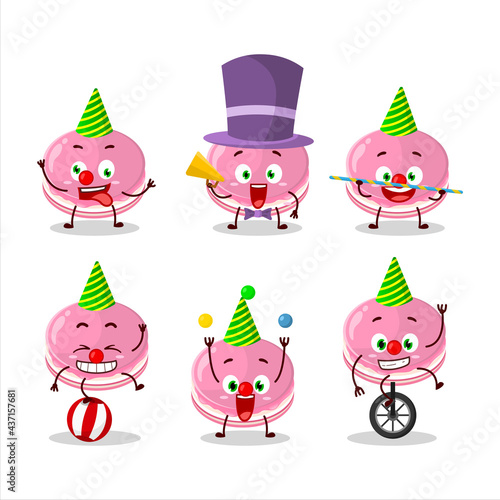Cartoon character of strawberry dorayaki with various circus shows