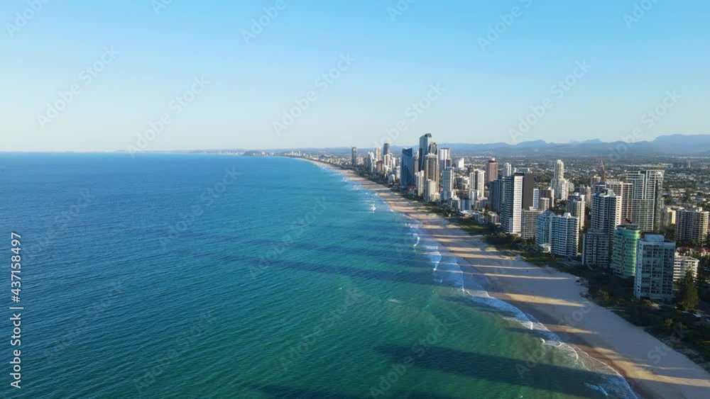 Aerial View Of Surfers Paradise And Broadbeach By The Ocean In Gold Coast, QLD, Australia. Aerial View Of Surfers Paradise And Broadbeach By The Ocean In Gold Coast, QLD, Australia.