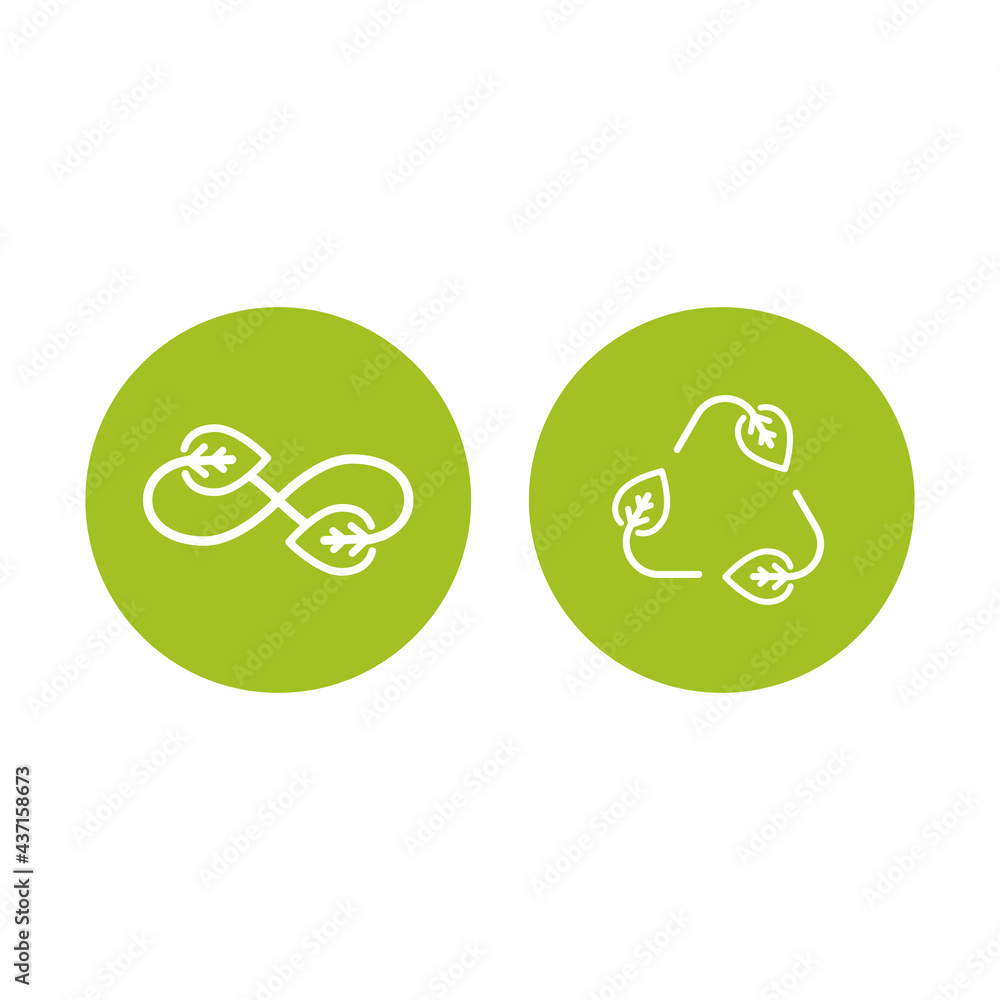 Eco recycle icons set. eco sign isolated on white. Vector reuse illustration. Eco recycle icons set. eco sign isolated on white. Vector reuse illustration.