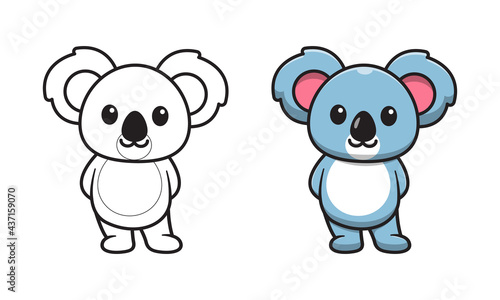 Cute koala cartoon coloring pages © Three Light