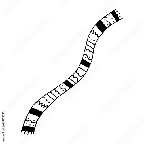 Vector illustration of a striped scarf in doodle style