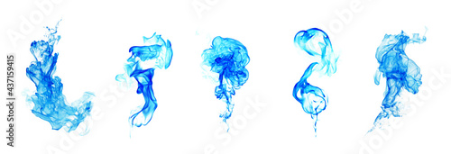 Blue smoke collection on white background