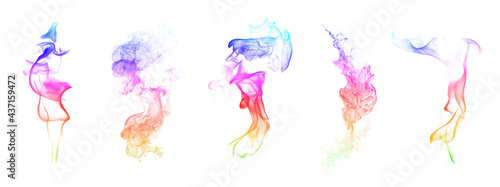 Abstract colorful smoke collection on white background