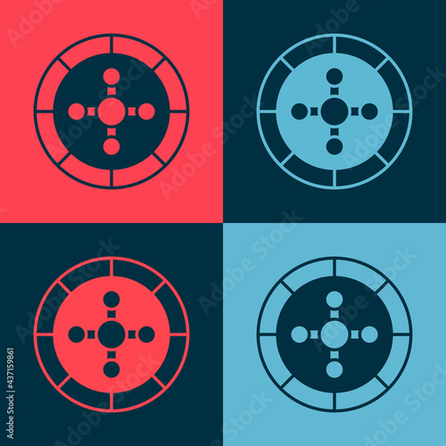 Pop art Casino roulette wheel icon isolated on color background. Vector