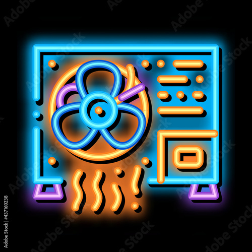 Working Conditioner System neon light sign vector. Glowing bright icon transparent symbol illustration