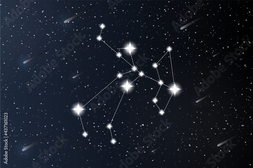 Sagittarius. Zodiac constellation on outer space background. Mystery and esoteric. Horoscope vector illustration. Spiritual tarot poster. Magic occult tarot and astrology cards.