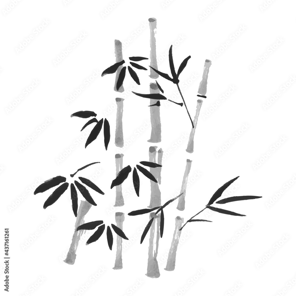 竹 水墨画風 Stock Vector Adobe Stock