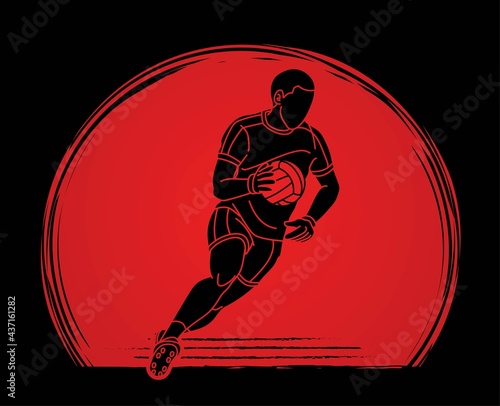 Gaelic Football Sport Male Player Action Cartoon Graphic Vector