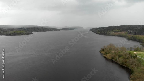 Wallpaper Mural Aerial Shot Of Scenic Lake Landscape With Moody Rain Storm Clouds Above, Beautiful Destination Torontodigital.ca