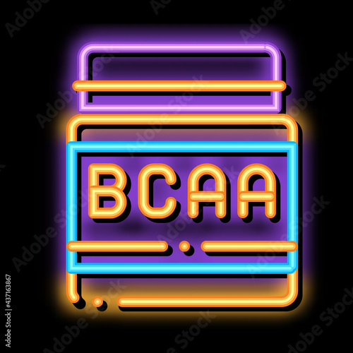 Bcaa Bottle Sport Nutrition neon light sign vector. Glowing bright icon transparent symbol illustration