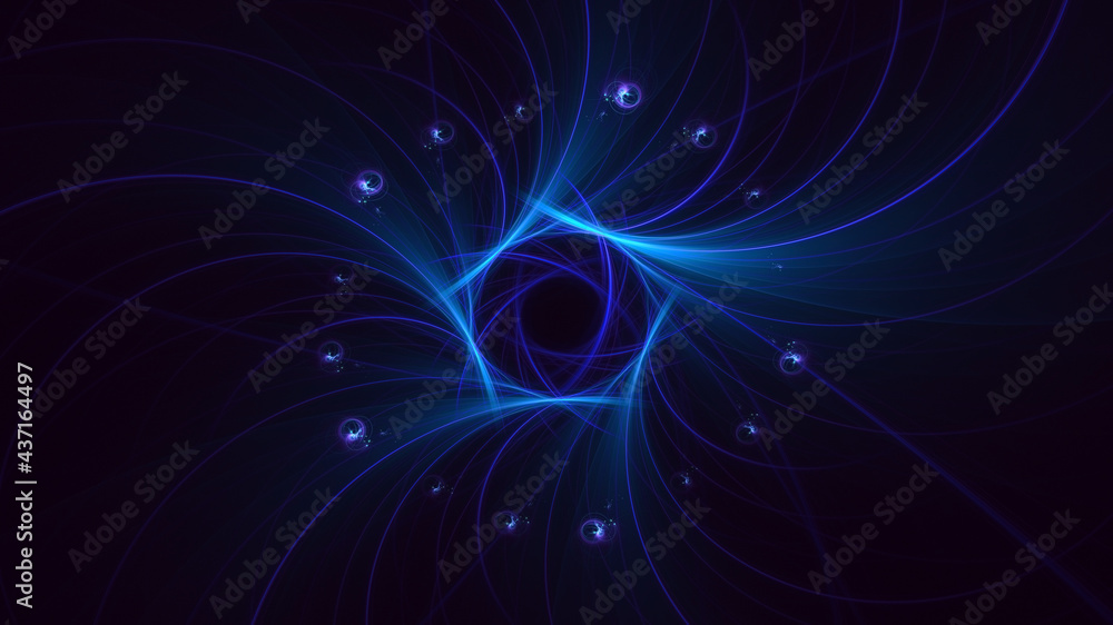 Obraz premium 3D rendering abstract blue fractal light background