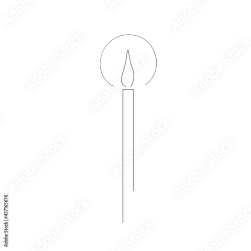 Candle silhouette line drawing vector illustration