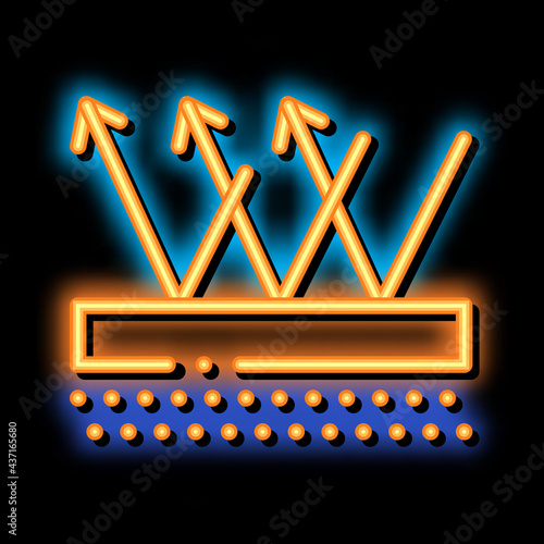 Waterproof Material Floor neon light sign vector. Glowing bright icon transparent symbol illustration