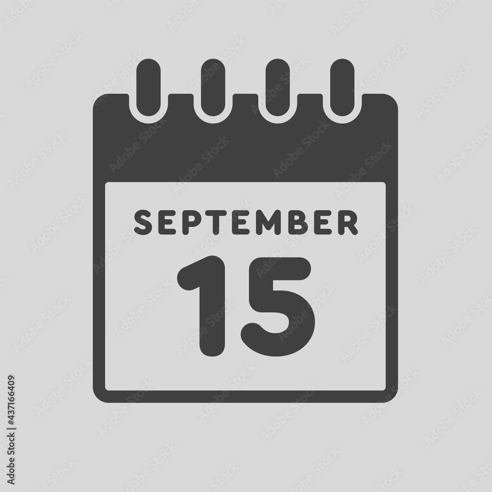 Icon day date 15 September, template calendar page Icon day date 15 September, template calendar page