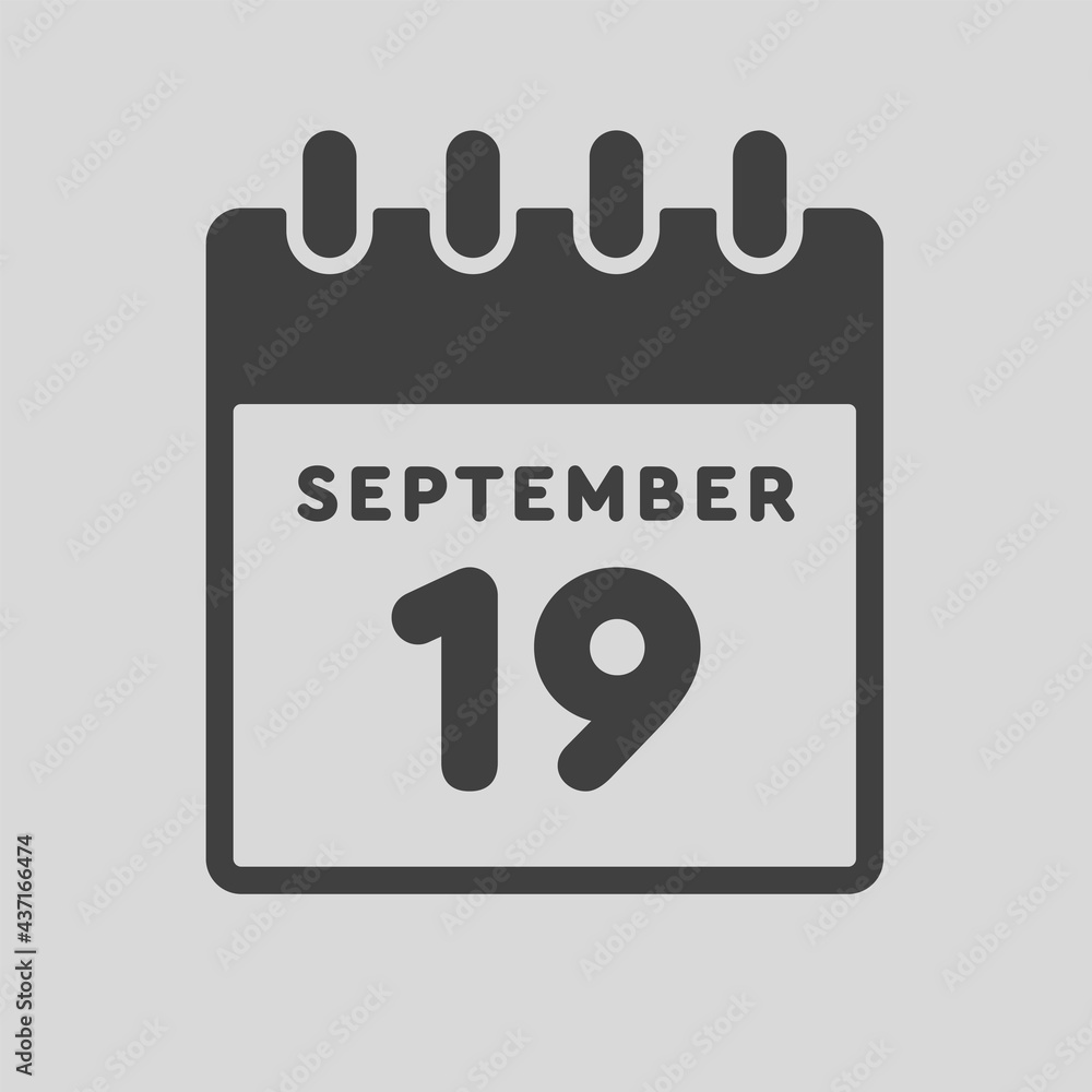 Icon day date 19 September, template calendar page Icon day date 19 September, template calendar page