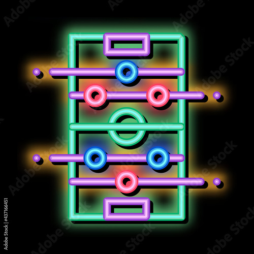 Interactive Kids Table Football neon light sign vector. Glowing bright icon transparent symbol illustration