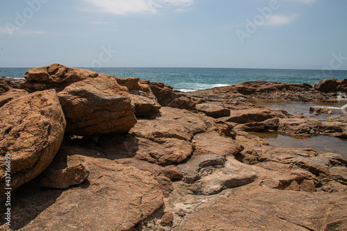 Rock Pools at the Beach with Sea Beyond