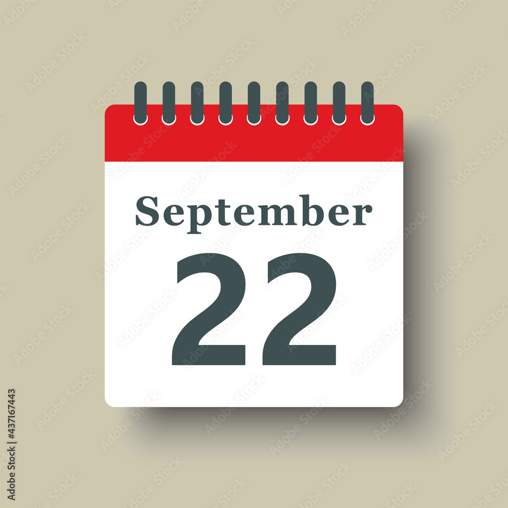 Icon day date 22 September, template calendar page Icon day date 22 September, template calendar page