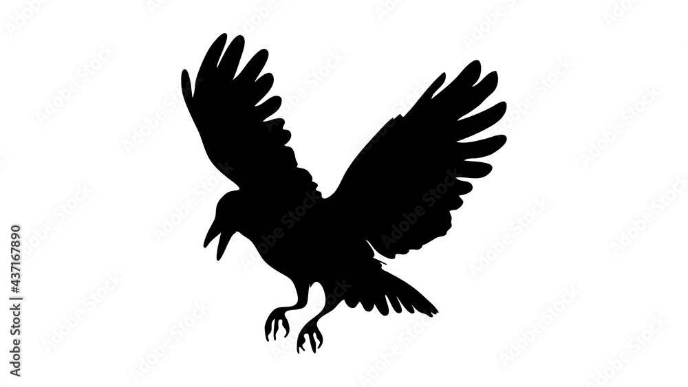 vector black silhouette of crow on the white background, silhouette of crows vector black silhouette of crow on the white background, silhouette of crows