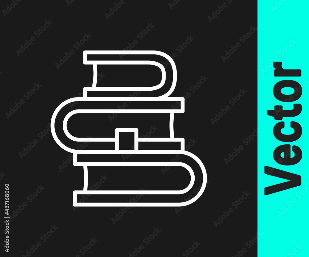 White line Book icon isolated on black background. Vector White line Book icon isolated on black background. Vector