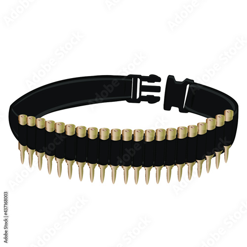 Combat Black Ammo Belt. Vector illustration