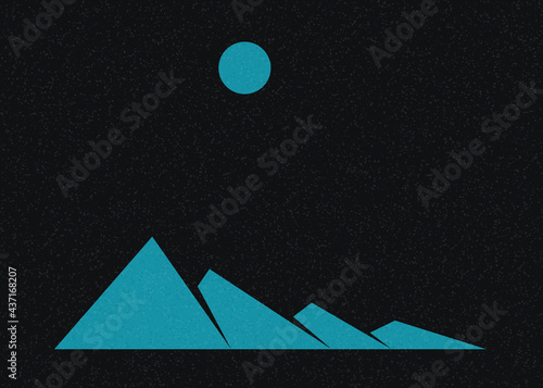 Geometric Mountains silhouette landscape art poster illustration