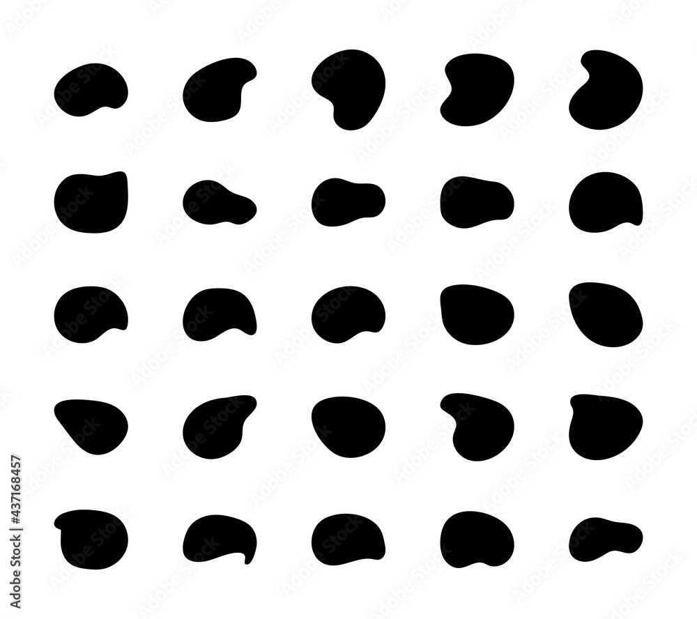 Blob shapes vector set. Organic abstract splodge elemets monochrome collection. Inkblot simple silhouette Blob shapes vector set. Organic abstract splodge elemets monochrome collection. Inkblot simple silhouette