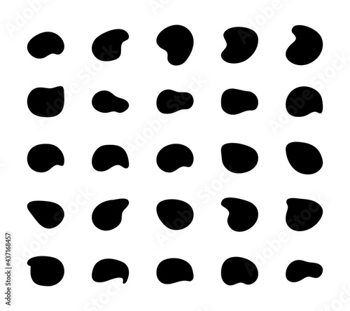 Blob shapes vector set. Organic abstract splodge elemets monochrome collection. Inkblot simple silhouette