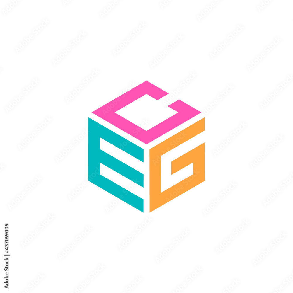 Hexagon logo with the letters CEG design - obrazy, fototapety, plakaty 