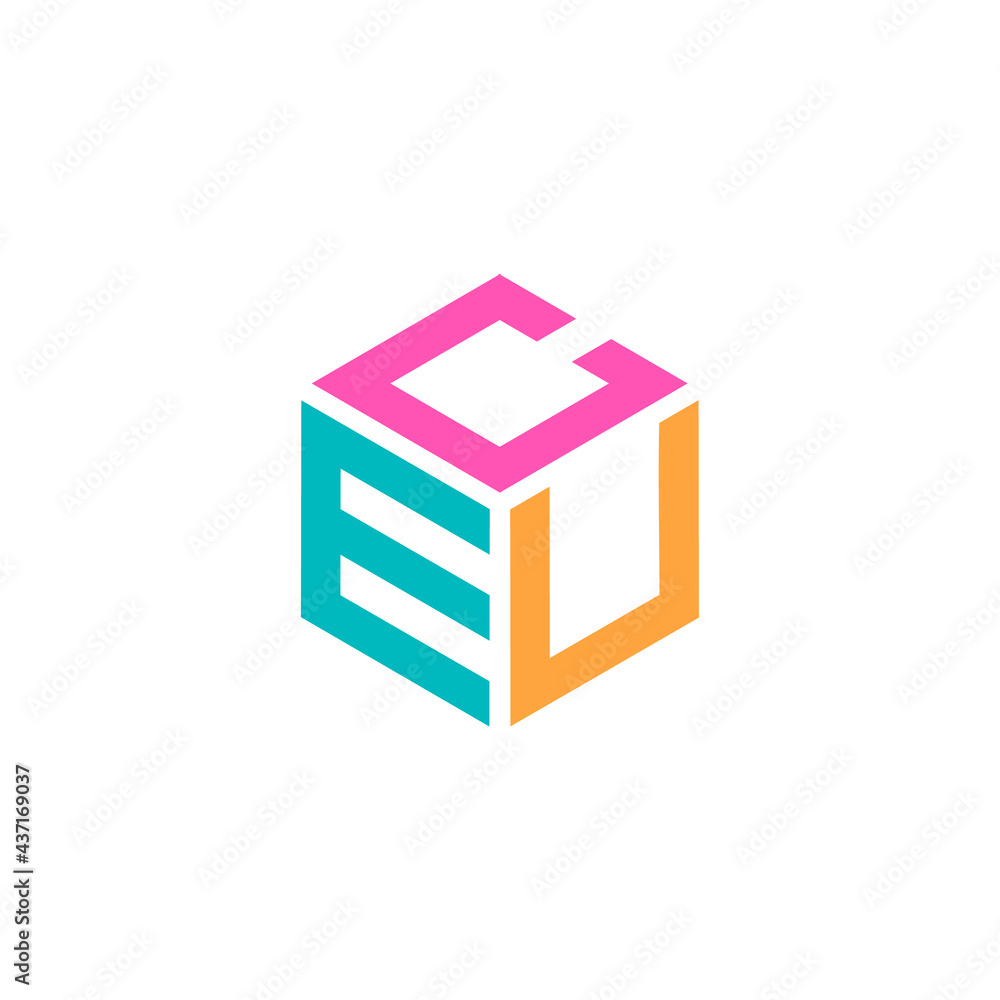 Hexagon logo with the letters CEU design Hexagon logo with the letters CEU design