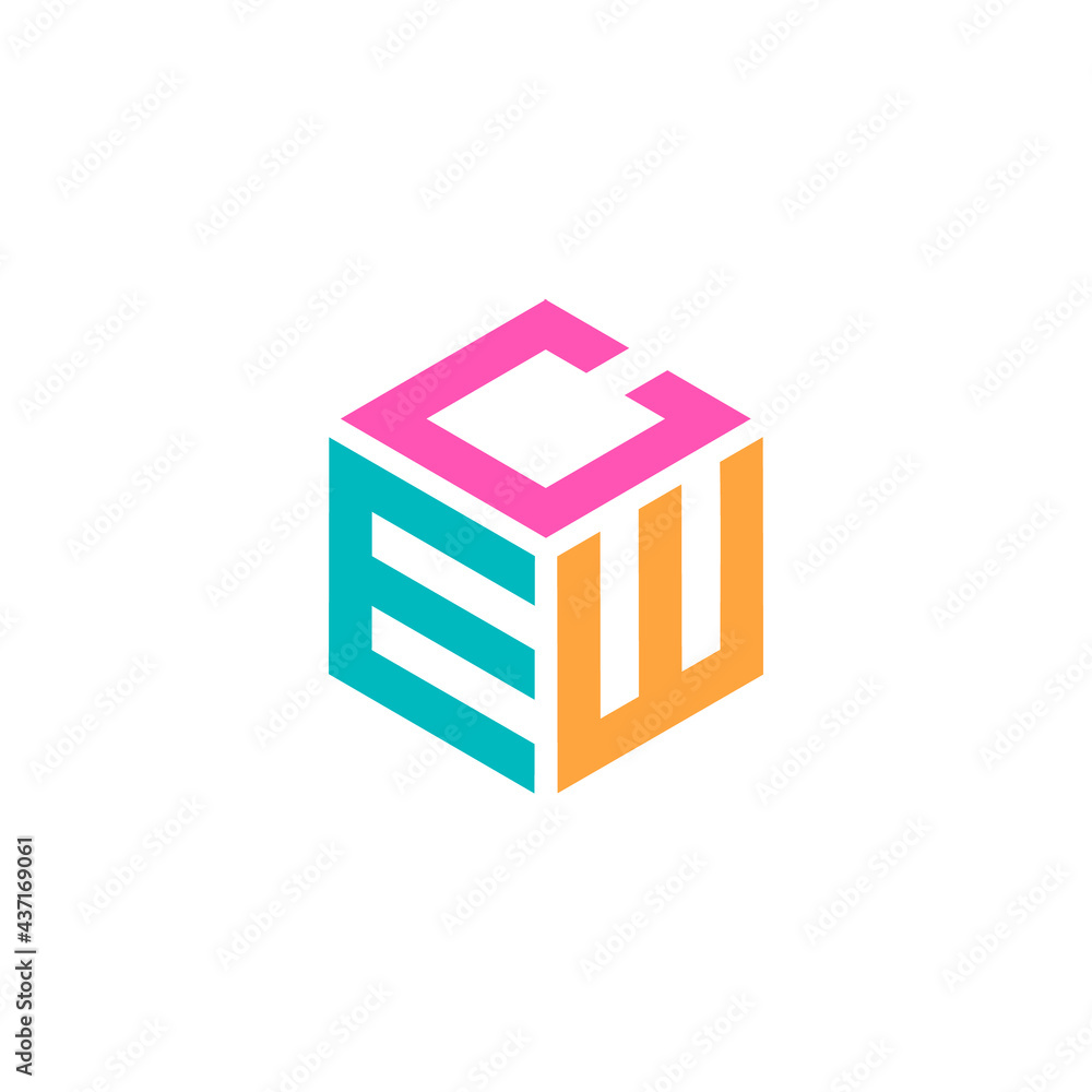 Hexagon logo with the letters CEW design Hexagon logo with the letters CEW design