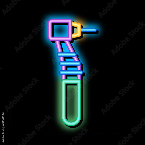 Stomatology Dentist Reamer neon light sign vector. Glowing bright icon transparent symbol illustration