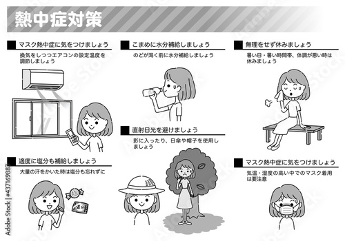 熱中症対策　モノクロ