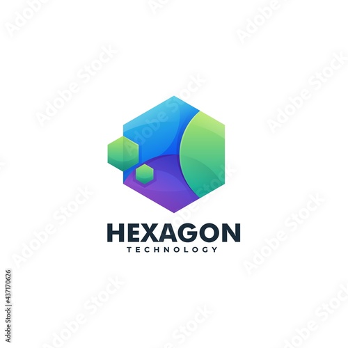 Vector Logo Illustration Hexagon Gradient Colorful Style.