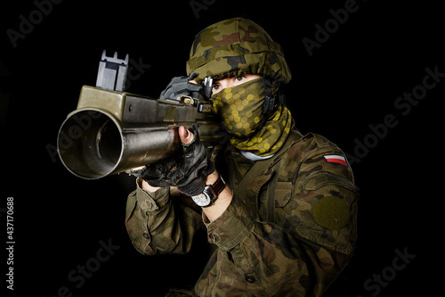 soldier with a manual rocket launcher © mariusz