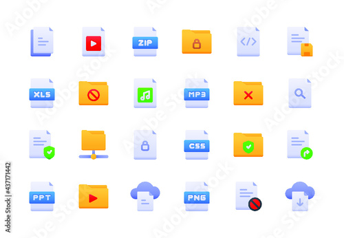 File Extension Gradient Icon Set