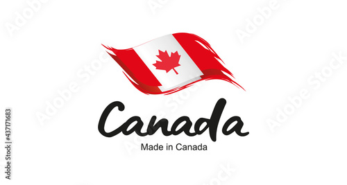 Made in Canada handwritten flag ribbon typography lettering logo label banner