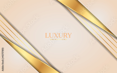 Luxury cream shade background with line golden elements.