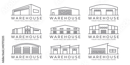 set of warehouse line art icon logo Design Vector Illustration