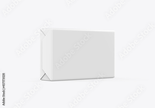 Soap and butter block wrap box mockup on isolated white background, packaging product package for design presentation, 3d illustration